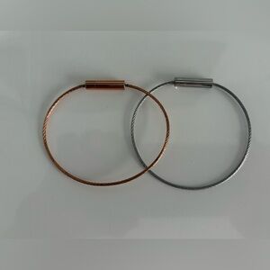 Minimalist Cable Bangle Set - Rose Gold & Silver